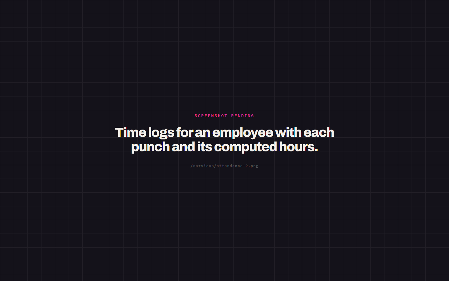 Time logs for an employee with each punch and its computed hours.