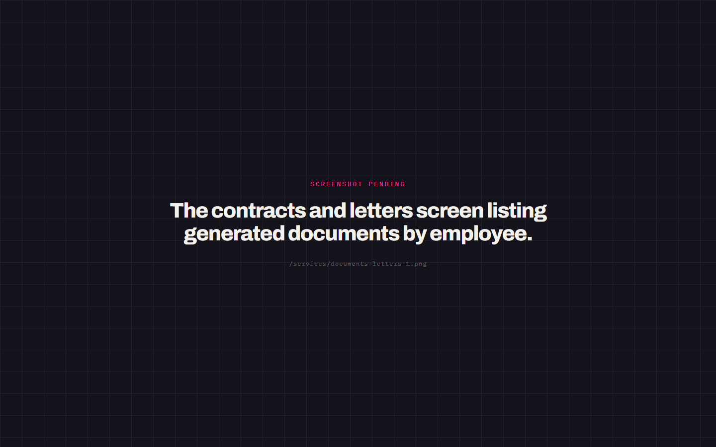 The contracts and letters screen listing generated documents by employee.