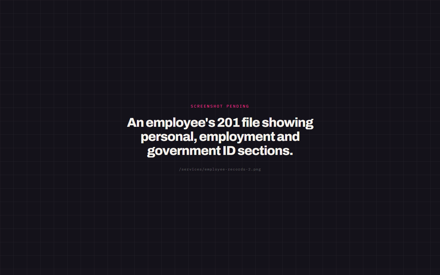 An employee's 201 file showing personal, employment and government ID sections.