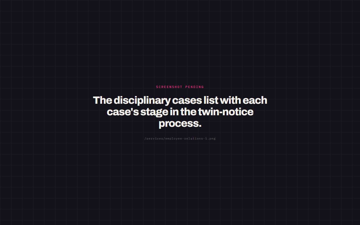 The disciplinary cases list with each case's stage in the twin-notice process.