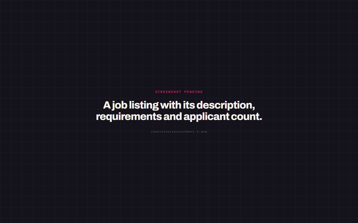 A job listing with its description, requirements and applicant count.